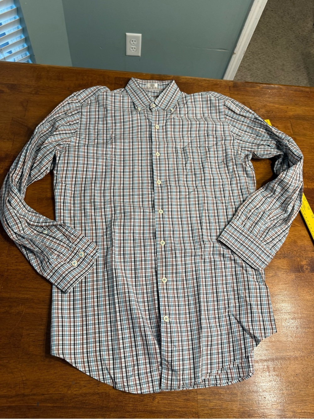 PETER MILLAR 100% Cotton Plaid Long Sleeve Button Down Sport Shirt Men’s Medium